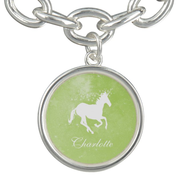Green Unicorn Personalized Bracelet (Design)