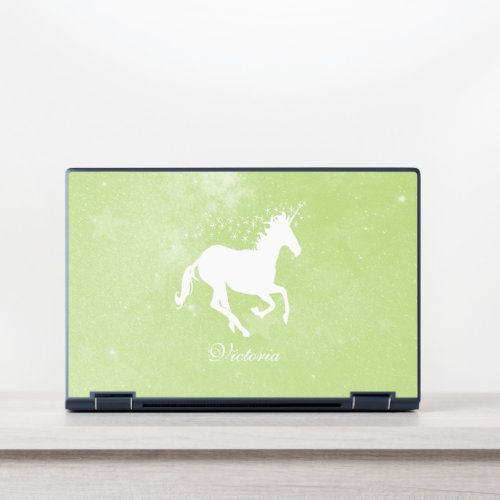 Green Unicorn Personalized HP Laptop Skin