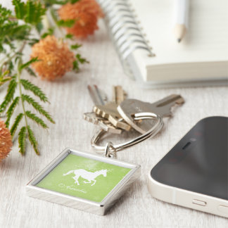 Green Unicorn Personalized Keychain