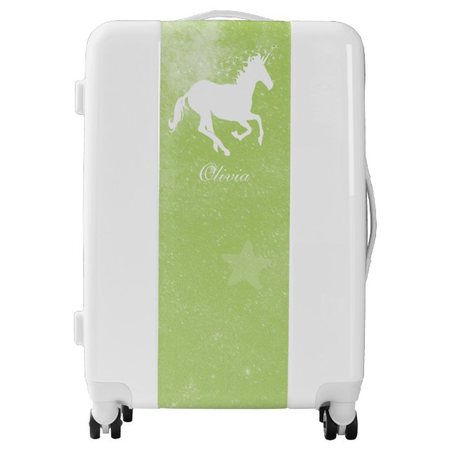 Green Unicorn Personalized Luggage (Front)