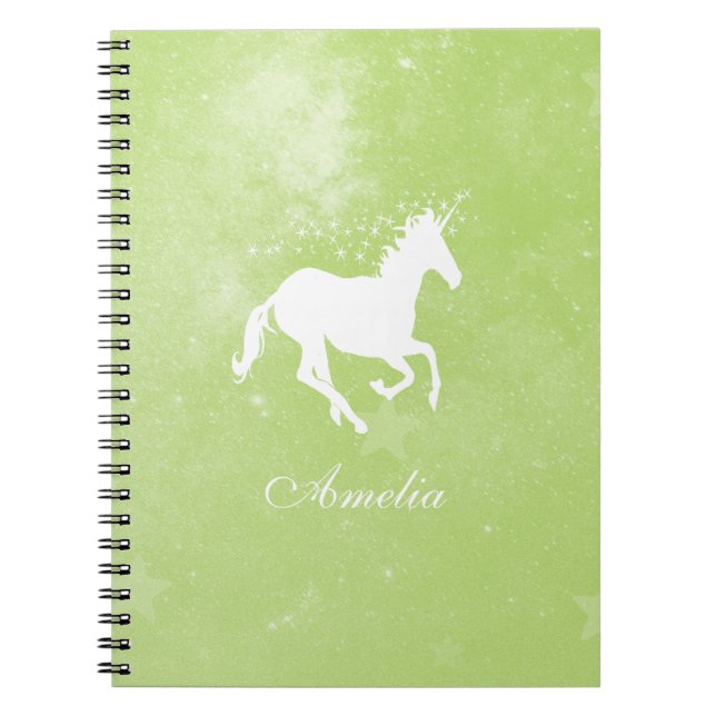 Green Unicorn Personalized Notebook (Front)
