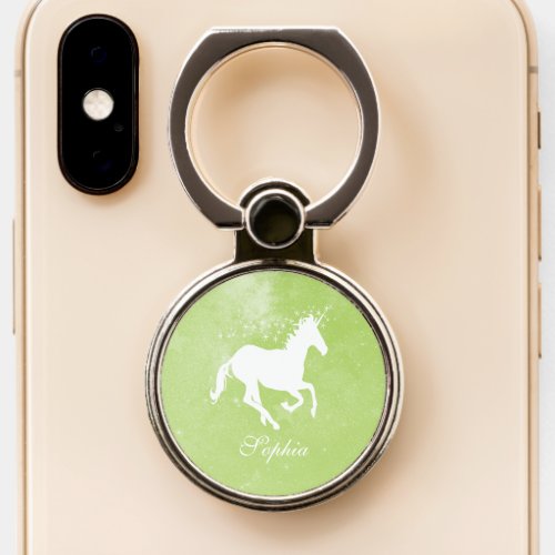 Green Unicorn Personalized Phone Ring Stand