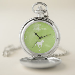 Green Unicorn Personalized Pocket Watch