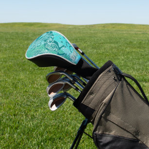 Green Unicorn Plaid Pattern Personalized Monogram Golf Head Cover