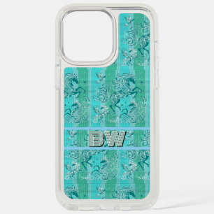 Green Unicorn Plaid Pattern Personalized Monogram iPhone 15 Pro Max Case