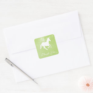 Green Unicorn Thank You Stickers