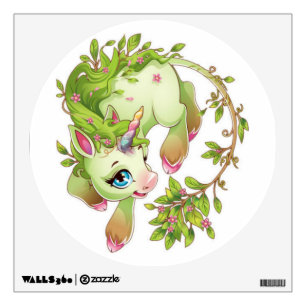 Green unicorn wall decal