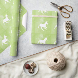 Green Unicorn Wedding Wrapping Paper