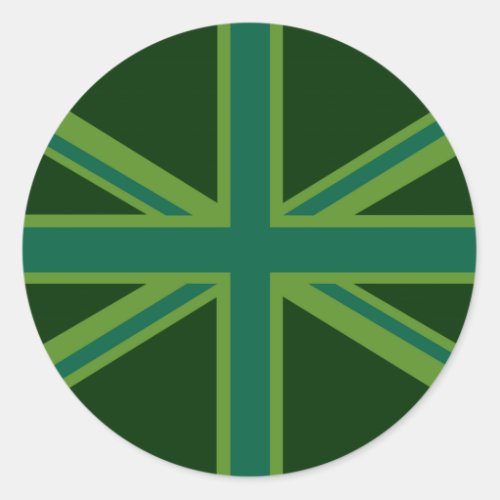 Green Union Jack Flag Decor Classic Round Sticker
