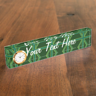 Green Union Jack Flag Decor Desk Name Plate