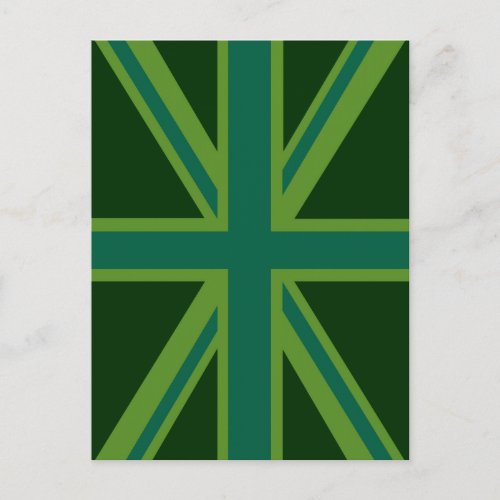 Green Union Jack Flag Decor Postcard