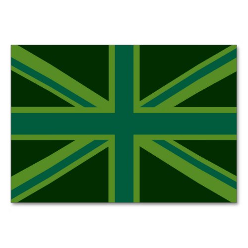 Green Union Jack Flag Decor Table Number
