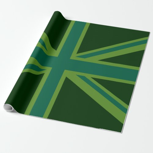 Green Union Jack Flag Decor Wrapping Paper
