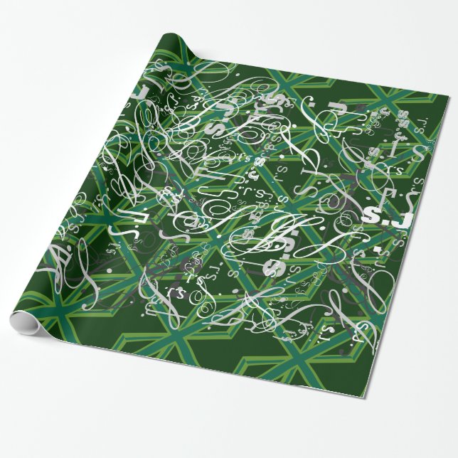 Green Union Jack Flag Decor Wrapping Paper (Unrolled)