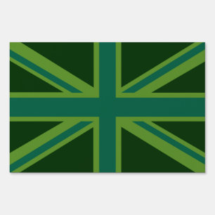 Green Union Jack Flag Decor Yard Sign