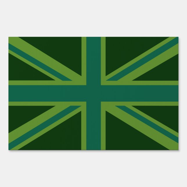 Green Union Jack Flag Decor Yard Sign (Front)