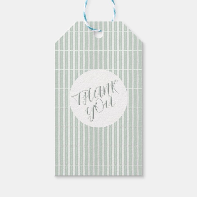 Green Unique Stripes Gift Tags (Front)
