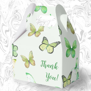 Green Unisex Butterfly Baby Shower Thank You Favor Boxes