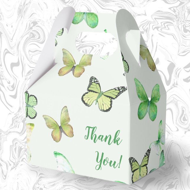Green Unisex Butterfly Baby Shower Thank You Favor Boxes (Creator Uploaded)