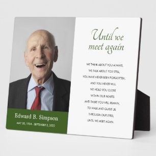 Green Until We Meet Again Memorial Poem With Photo Plaque
