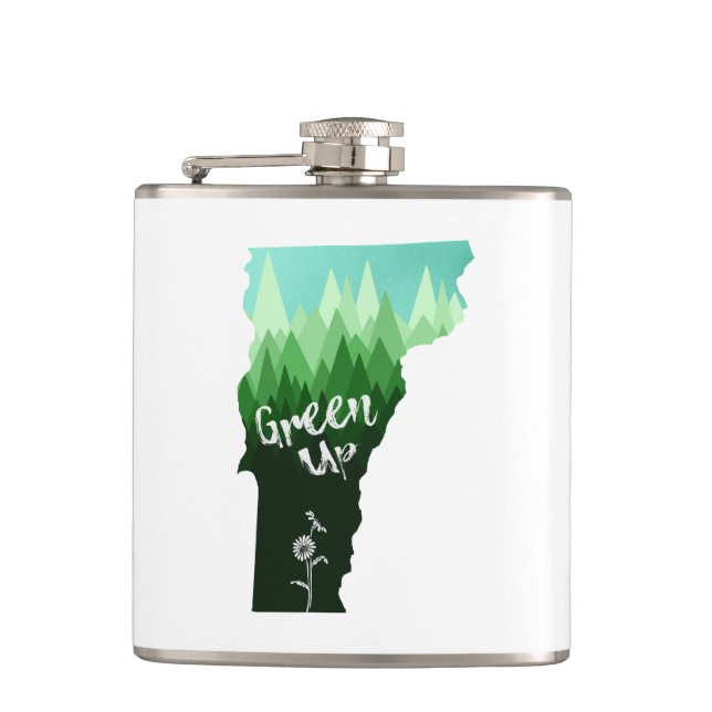Green Up Vermont Flask (Front)