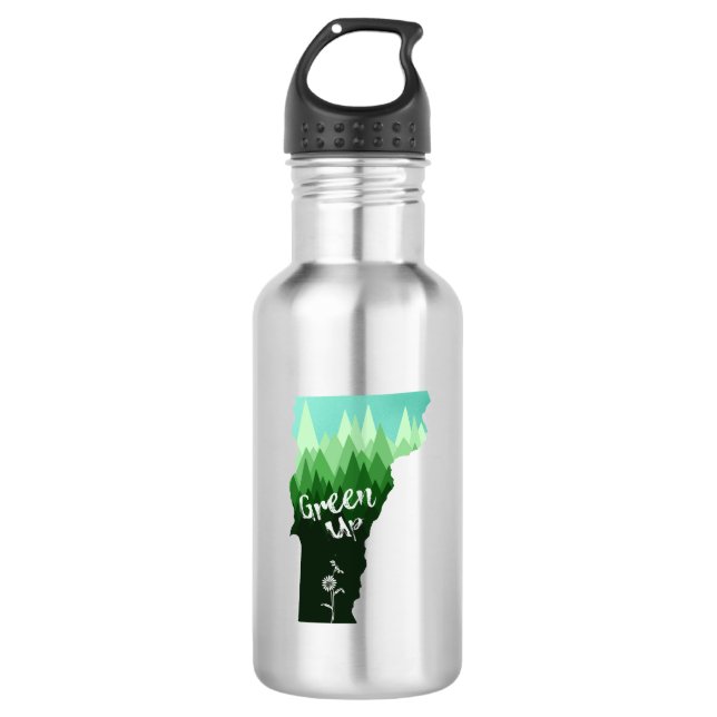 Green Up Vermont Stainless Steel Water Bottle (Front)