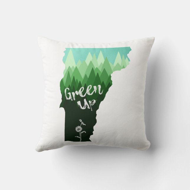 Green Up Vermont Throw Pillow (Back)