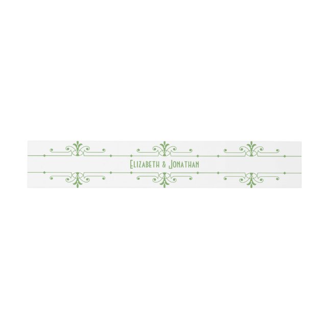 Green v2 Fancy Ornamental Belly Bands Invitation Belly Band (Flat)