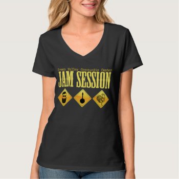 Green Valley Jam Session V-neck T-shirt by ReidRomance at Zazzle