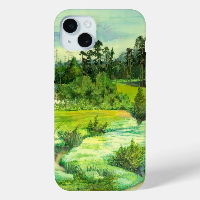 green valley painting Watercolor Case-Mate iPhone Case (Back)