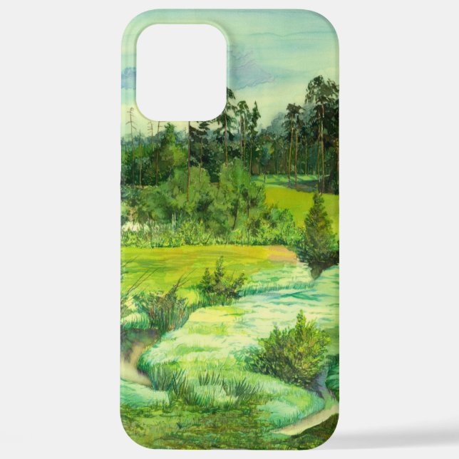 green valley painting Watercolor iPhone Case (Back)