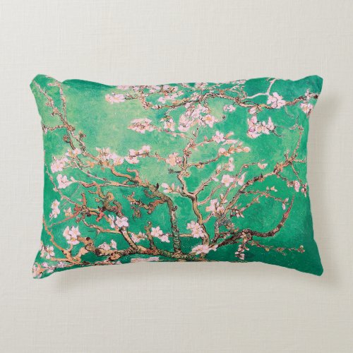 Green Van Gogh Almond Blossoms Accent Pillow
