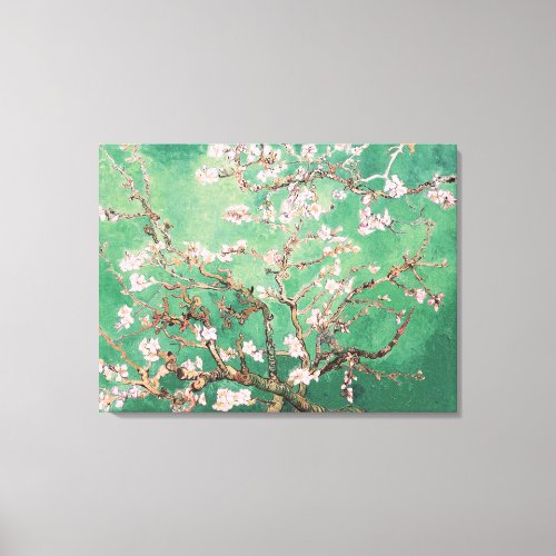 Green Van Gogh Almond Blossoms Canvas Print