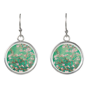 Green Van Gogh Almond Blossoms Earrings