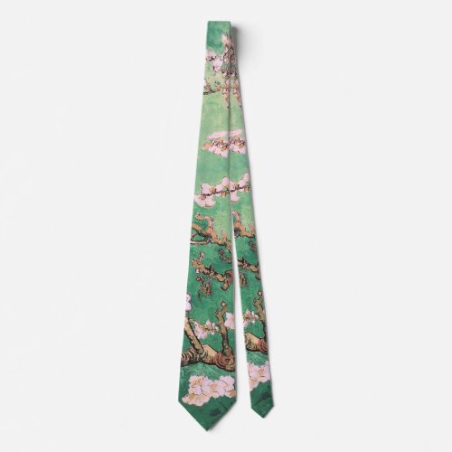 Green Van Gogh Almond Blossoms Neck Tie