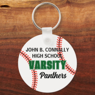 Green Varsity Baseball Custom High School Team Keychain