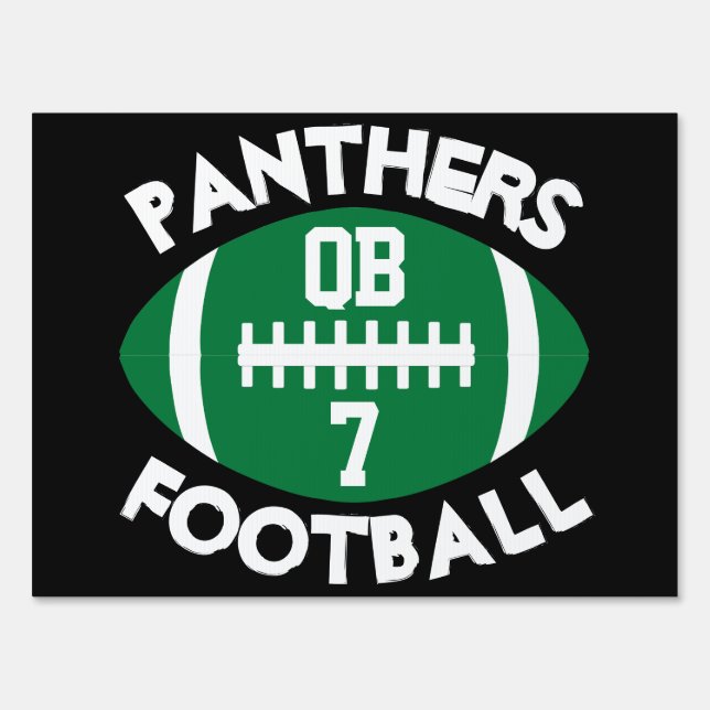 Green Varsity Football Team Player Number Position Sign (Front)