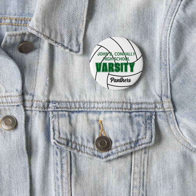 Green Varsity Volleyball Custom High School Spirit Button (In Situ)