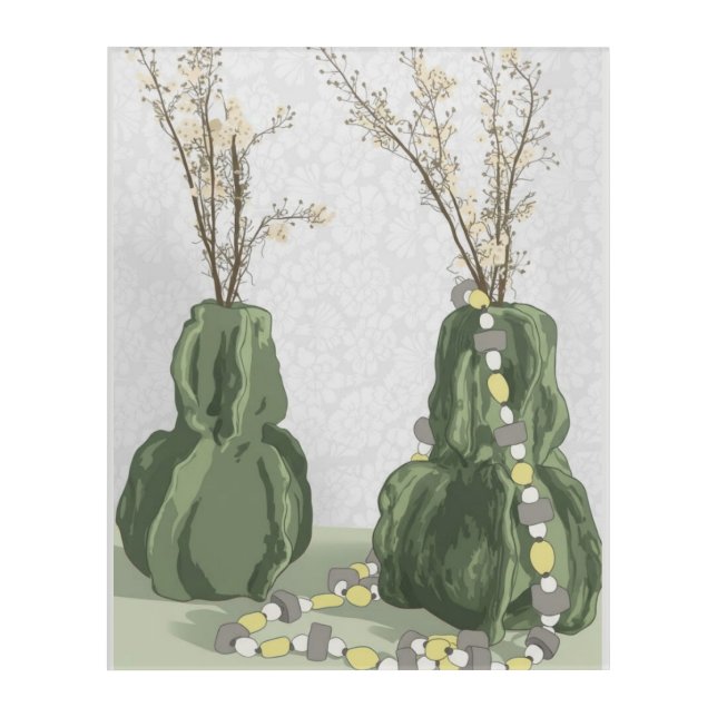 Green Vases Acrylic Wall Art (Front)