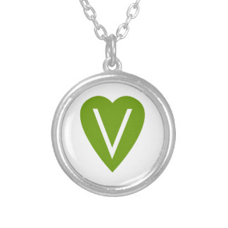 Green Vegan Heart Silver Plated Necklace