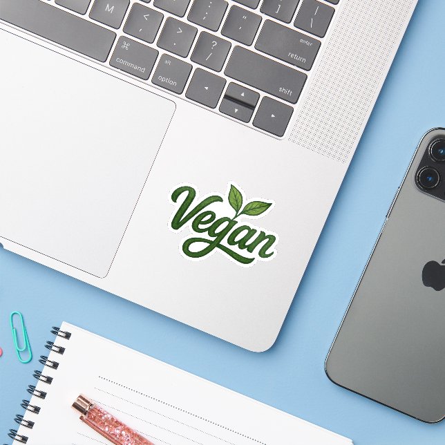 Green Vegan Sticker (Laptop w/ iPhone)