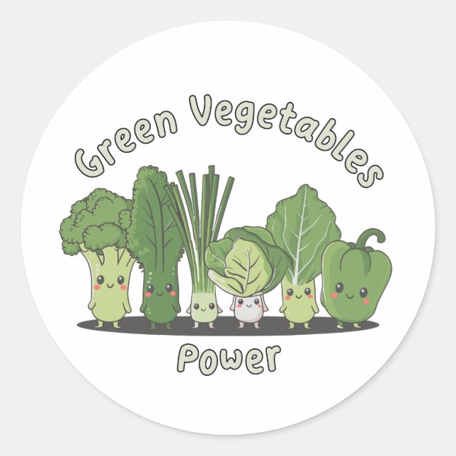 Green Vegetables Power Classic Round Sticker (Front)