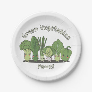 Green Vegetables Power Paper Plates