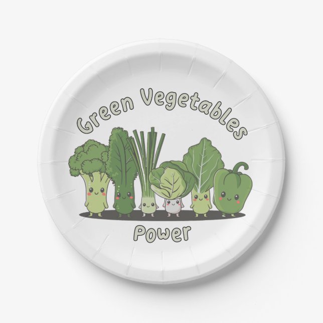 Green Vegetables Power Paper Plates (Front)
