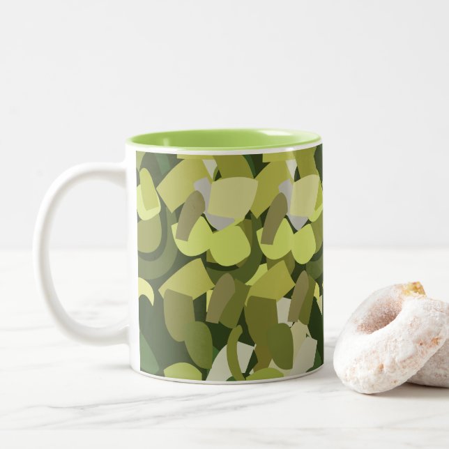 Green Vegetables Veggies Two-Tone Coffee Mug (With Donut)