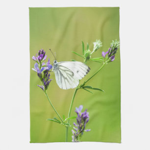 Green Veined White Butterfly Kitchen Towel