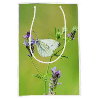 Green Veined White Butterfly Medium Gift Bag