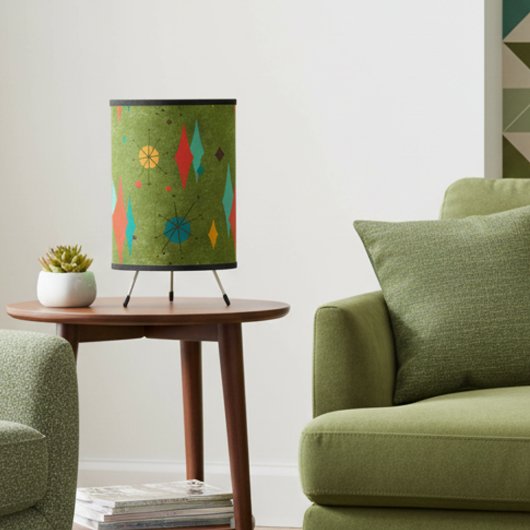 Green Velvet look Mid Century Modern Avocado Shape Tripod Lamp