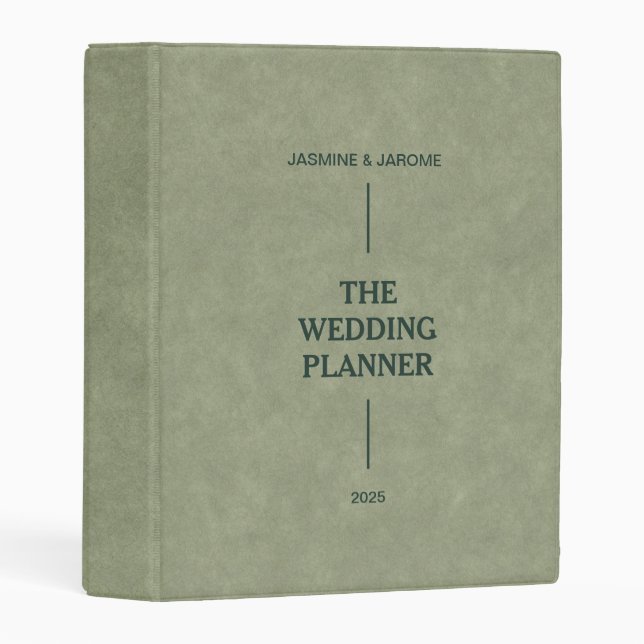 Green Velvet The Wedding Planner Personalized Name Mini Binder (Front/Spine)