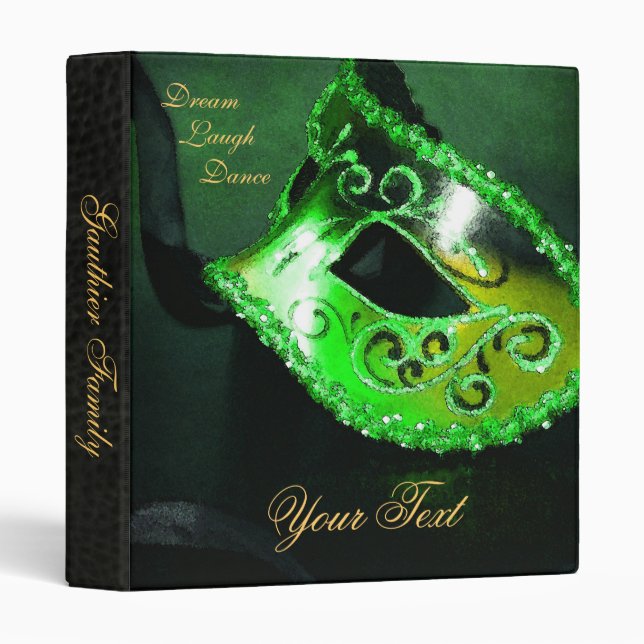 Green Venetian Masquerade Halloween Binder (Front/Spine)